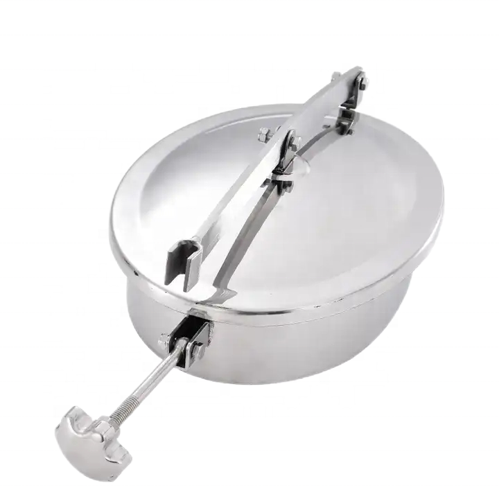 304 316 Stainless Steel Sanitary Manhole Cover For Wine Can Hand Hole Round Shape