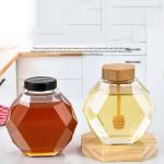 500g Honey Bottle Honey Glass Storage Bottles Wooden Lids