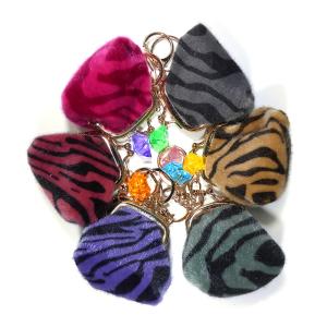 Quality Zebra Stripe Glitter Leather Mini Coin Purse Keychain Copper Plating wholesale