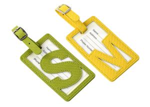 Quality Green Travel Color Luggage Tag Pu Leather Hollow Pattern Tag wholesale