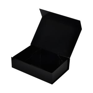 Quality Glossy Lamination Black Paper Boxes Packaging Gift Foldable With Magnetic Lid wholesale