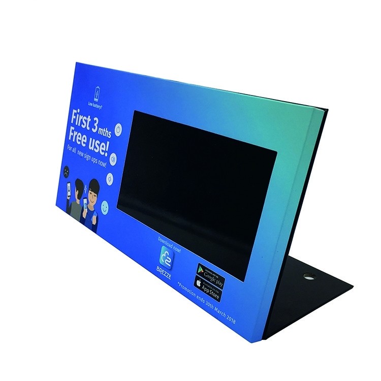 Battery operated video display custom print point of sale video display for shop advertising