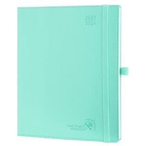 Quality Leatherette Paper Custom Academic Planner Large Writing Space Green wholesale
