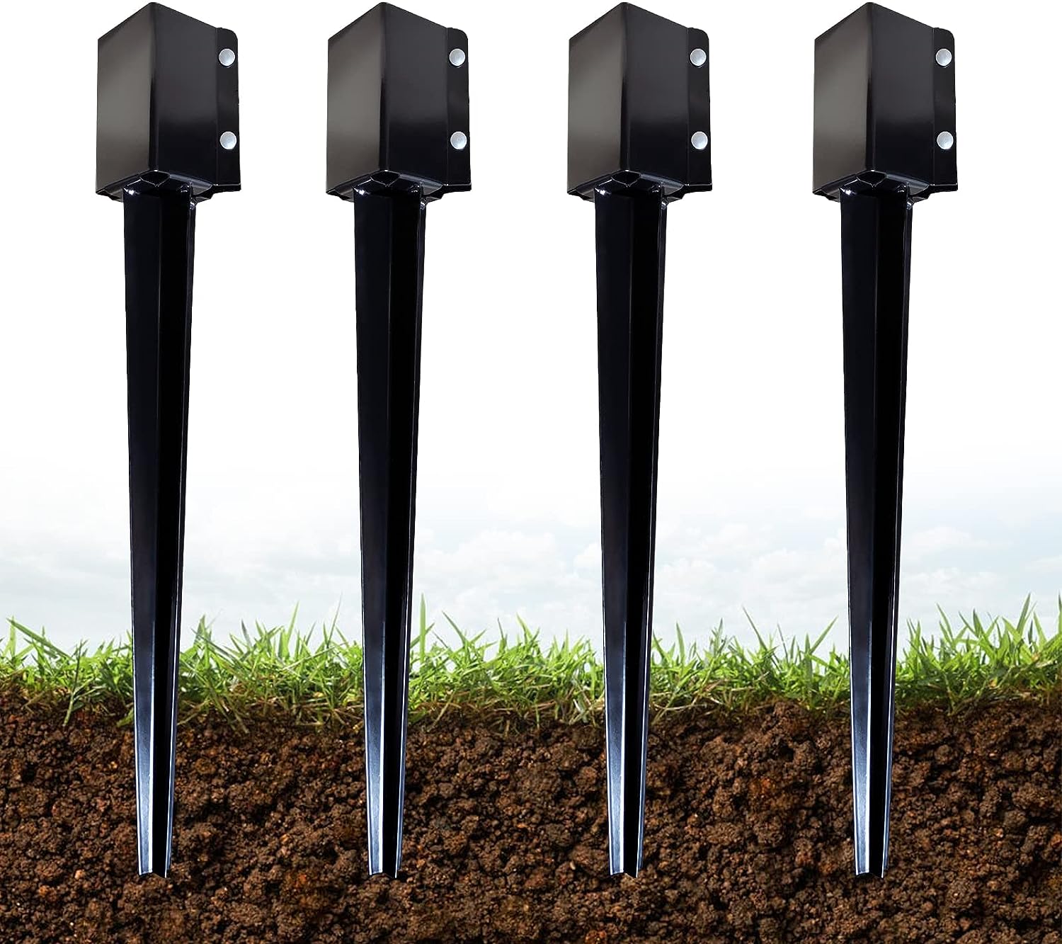 Triangle Bracket Heavy Duty Metal Black Powder Coated Fence Post Anchor for Versatile