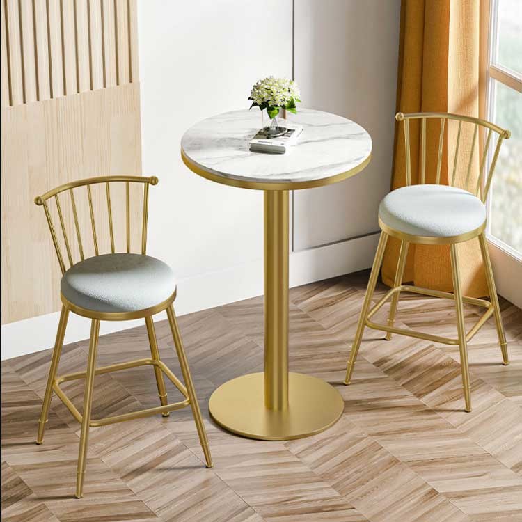 Diameter 550mm Round Golden Table Bar Chairs And Table For Living Room