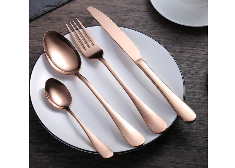 Gold Plated 410 Stainless Steel Tableware Set Steak Knife Fork And Spoon