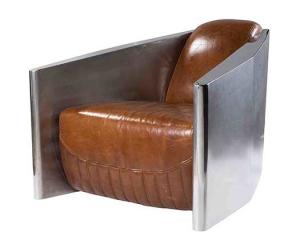 Quality Vintage Aviator Leather Couch Sofa ( Aluminum / Stainless Steel ) wholesale