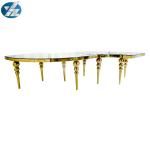 SS Round Curved Gold Rent Wedding Dining Table Hotel Event Big Tables D340XH75