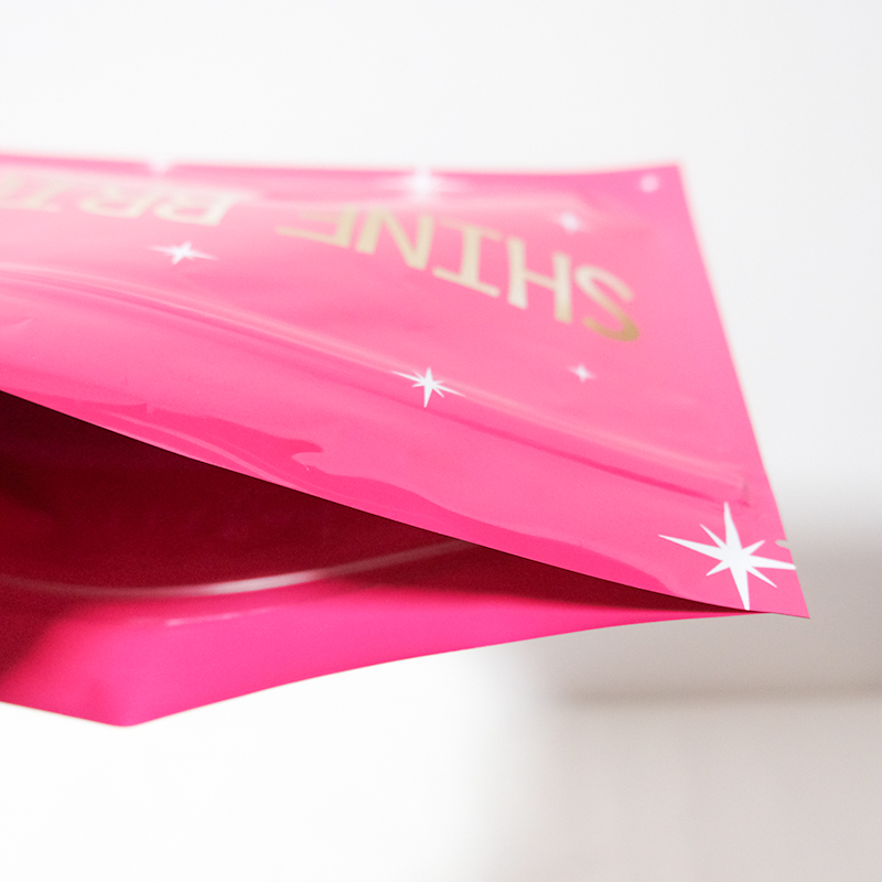 Pink Beauty Lip Gloss Packaging Waterproof Plastic Zipper Bag Gravure Printing