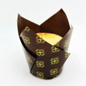 Quality Choclate Brown with Golden Flower cake tulip cup wholesale