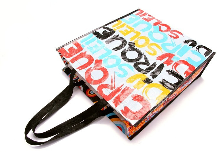 Promotional Shopping Laminated Zipper Pp Woven Bag