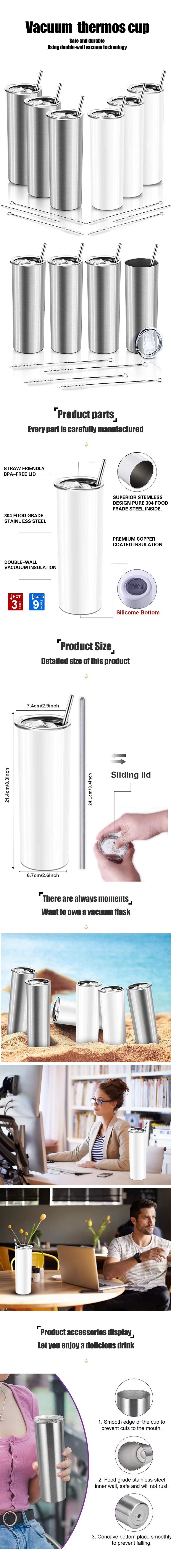Camping Travel Stainless Steel Vacuum Tumbler 460ml Capacity