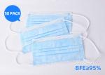 Block Coronavirus 3 Ply Disposable Face Mask Aseptic Melt Blown Cloth Blue Mask