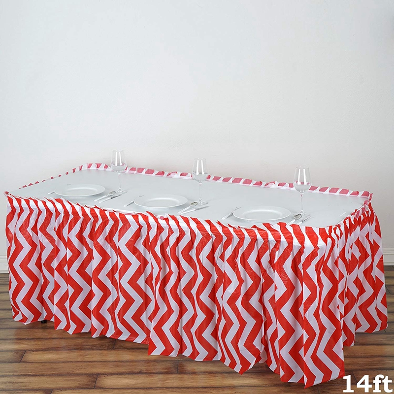 Modern Disposable Plastic Table Skirts For Dessert / Buffet Table Decoration