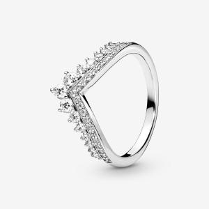 Quality Wishbone Tiara 925 Sterling Silver Rings with Clear Cubic Zirconia wholesale