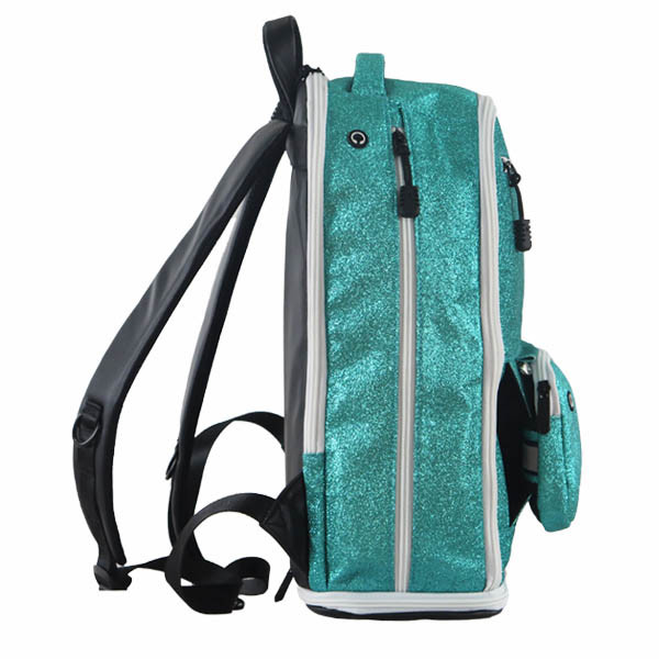 New Style Green Color Fashion Sports Backpack Glitter Sparkle Material