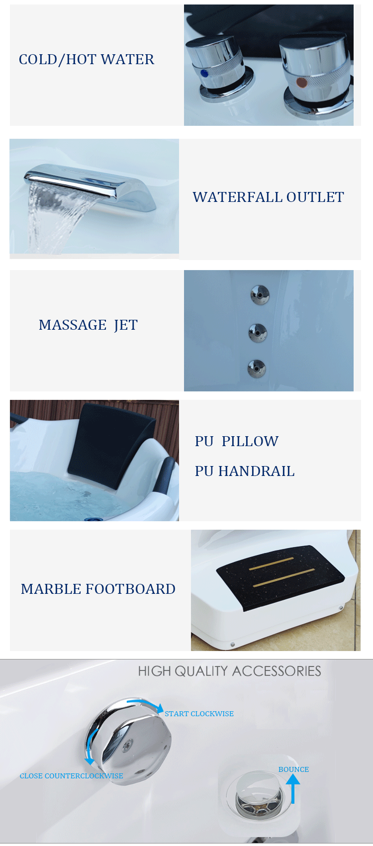 Air Freestanding Bubble Massage Bathtub Spa 1500x800mm
