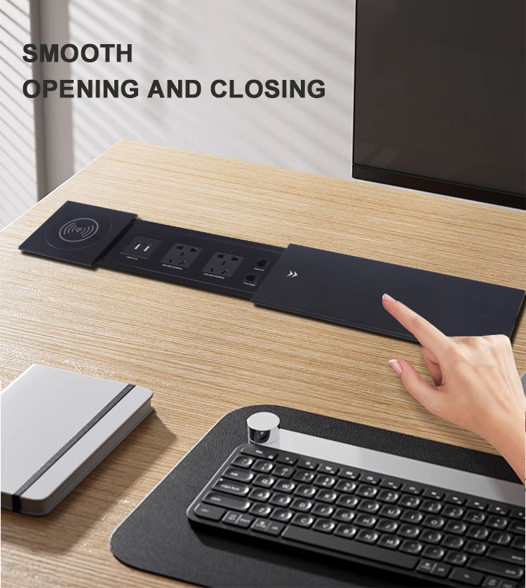 Wireless Charging Sliding Socket Office Desk Power Outlet 110V-250V