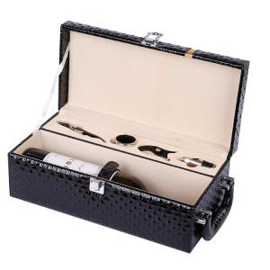 Quality Luxury Custom Leather Wooden Wine Gift Box / Gift Boxes For Wine Glasses wholesale