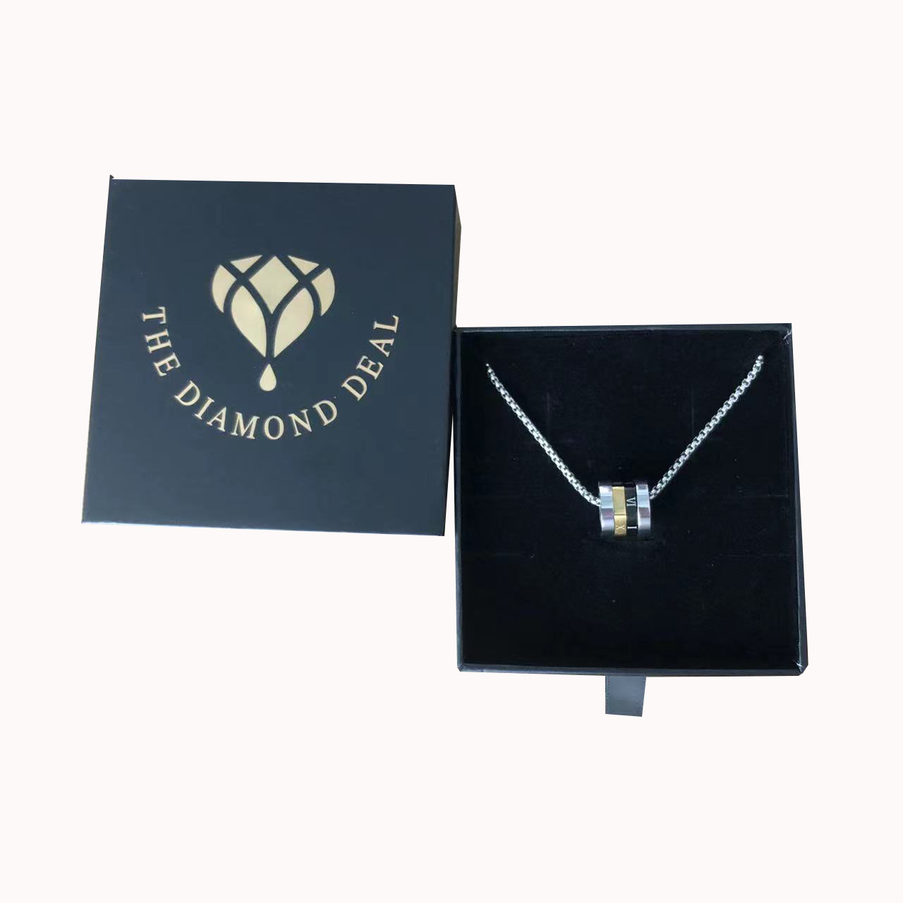 Custom Logo Printed Black Cardboard Jewelry Gift Box for Bracelets Earrings and Necklaces