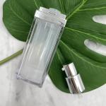 Square Cosmetic Airless Pump Bottles 30ml Double Wall Aluminum