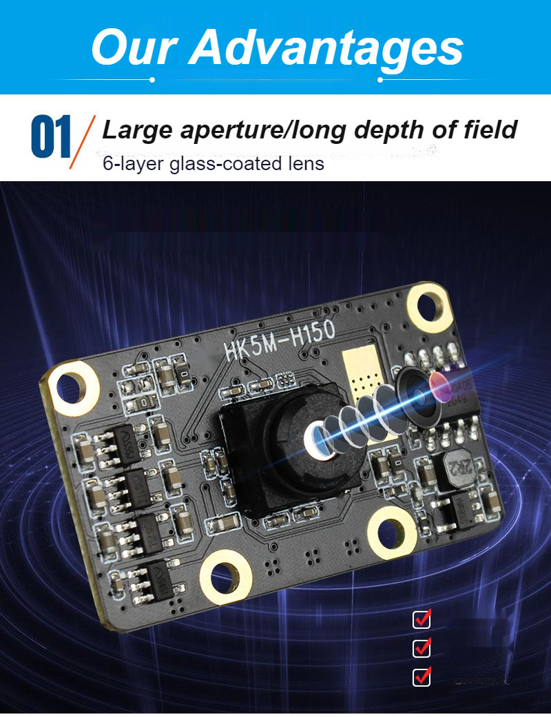 HK5M-H150 5MP Iris Recognition USB Computer Camera Industrial Module 1080P Infrared Light H150 Max Dynamic Range 67 dB