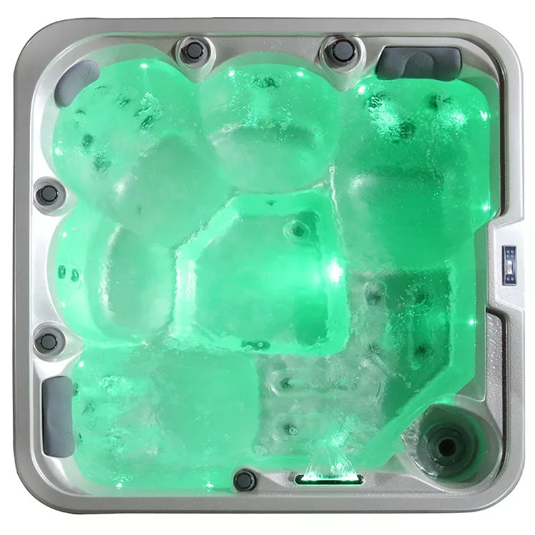 White 5-Person Acrylic Corner LED Light Hydrotherapy Hot Tub E-371S