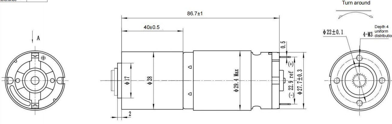 28mm NEMA 11 Low Noise 24V Dc Motor Gearbox 78 Rpm 0.20A