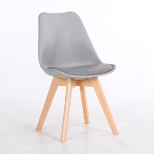 Quality Natural Solid Wood Legs PP Plastic Dining Room Chairs With Cushioned Pad wholesale