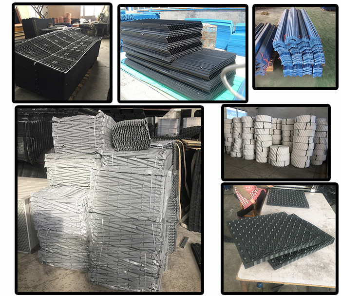 PVC Cooling Tower Fins Block Cross Flow Media 750X2000mm Black Grey