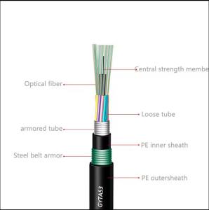 Quality Outdoor Fiber Optic Cable GYTA53 2-144 Cores Armored Double Jacket Applied for Aerial/Direct Buried wholesale