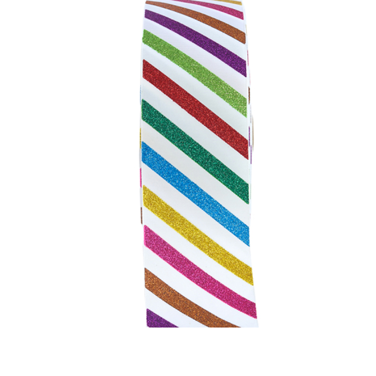 Colorful Striped Grosgrain Ribbon Single Face Type Customized Width