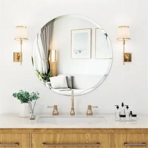 Quality Magnifying Round Mirror for Bathroom Wall 24'' Frameless Oval Beveled Polished Unique wholesale