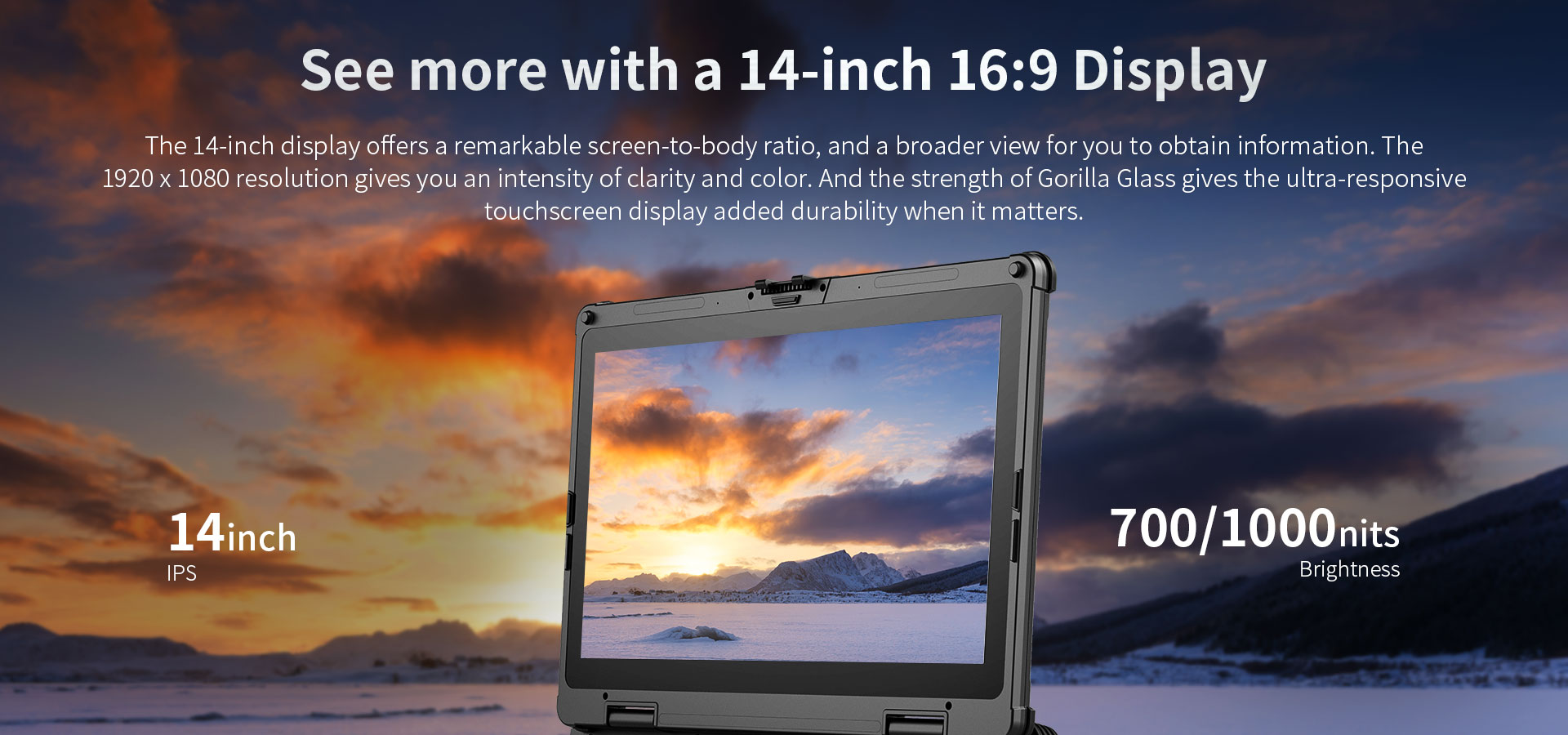 ONERugged N14T 14Inch Win11 Portable Waterproof Laptop 5G Intel Core i5/i7 Fingerprint RJ45 NFC 1000 Nits