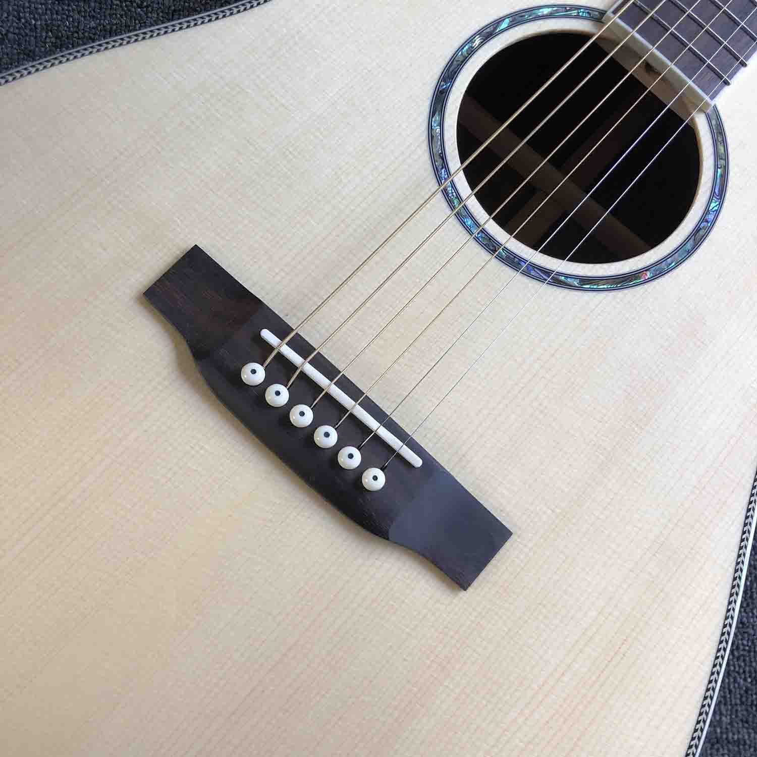 Custom AAAAA All Solid Wood Spruce 41 Inch Herringbone Binding Acoustic Guitar