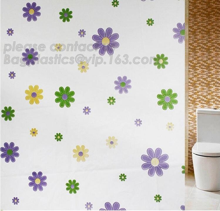 SCENERY PRINTING POLYESTER SHOWER CURTAIN, custom 3d eva shower curtain for bathroom, Popular cotton hooks polyester tex