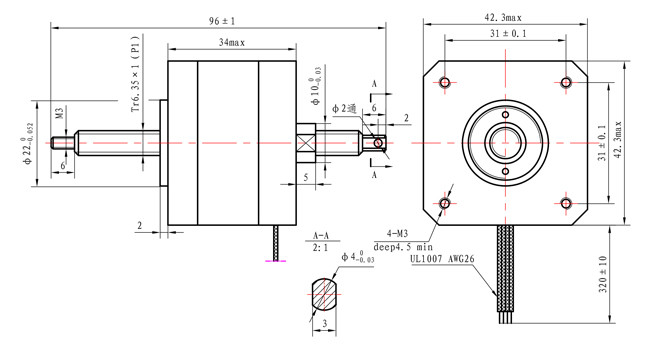 NEMA 17 Non Captive Stepper Motor 1.8 Degree 1.5A 0.26N.M For 3D Printer Automation