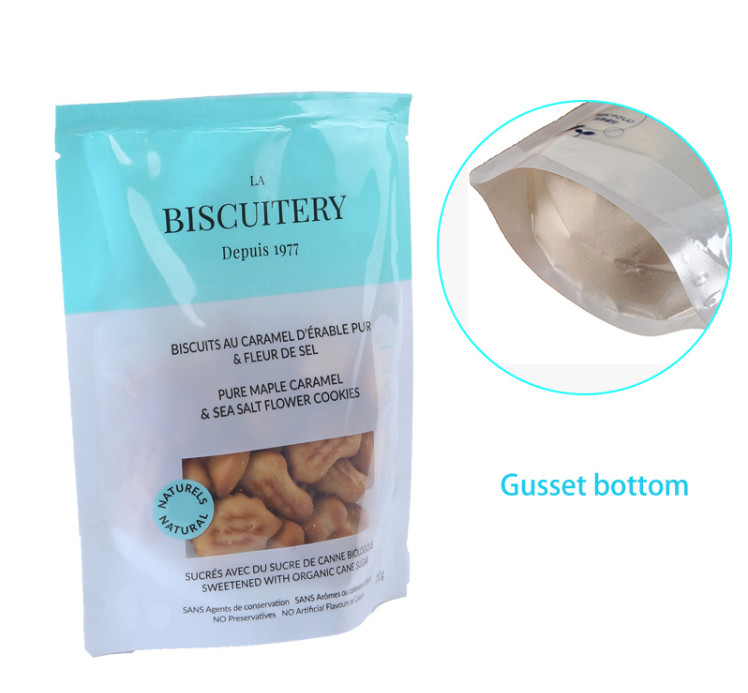 custom printed smell proof plastic bag stand up clear window for biscuit ,candy .coffee ,weeds