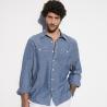 Buy cheap Long Sleeve Chambray 100 Cotton Slim Fit Shirts Breathable For Four Seasons from wholesalers