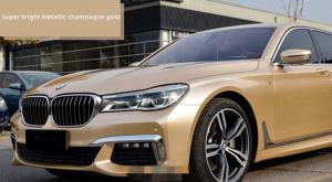 Quality PET Super Bright Gloss Car Vinyl Wrap Metallic Champagne Gold wholesale