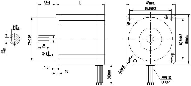 86×86mm Nema 34 High Torque Stepper Motor 1.8° 8.5nm