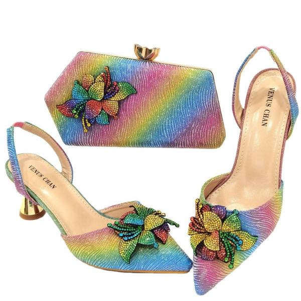 African high heels sandals and purses bag set Italian bag to match shoes for