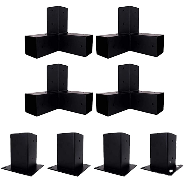 Black Surealong Outdoors Patio Design Support Metal Steel Brackets Kits Wood Post Base