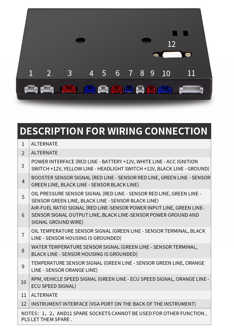 DO909 12v 7 Inch LCD 9VDC Car Racing Dashboard Gauge