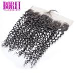 Indian Kinky Curly Human Hair Lace Frontal 13*4 Closure With Baby Hair Free Part