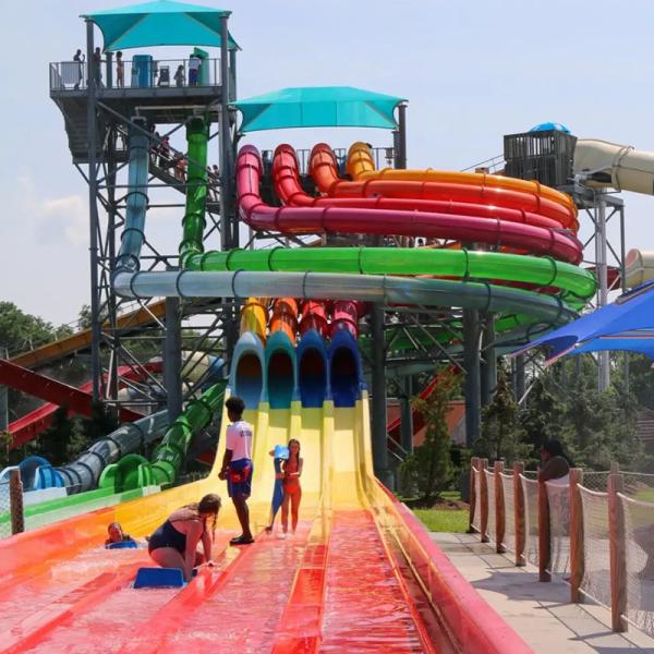 Fiberglass Plastic Spiral Water Slide Summer Water Theme Park Equipment For Kids