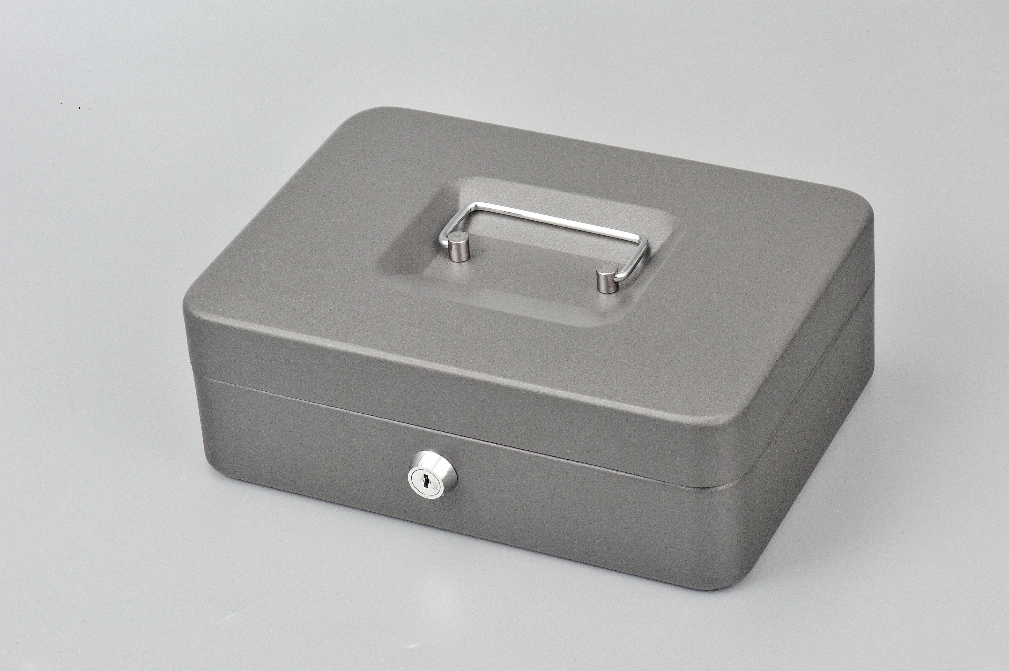 Three Cell Metal Cash Box With Lock Coin Storage Money Safe Wear Resistance