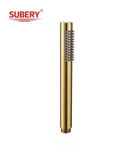 Quality Brass microphone handshower hand shower for shower column brushed golden bathroom silicon nozzle easy cleaning round OEM wholesale