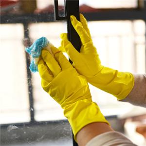 Quality Flocklined Kitchen Rubber Gloves Waterproof Household Cleaning Latex Gloves wholesale