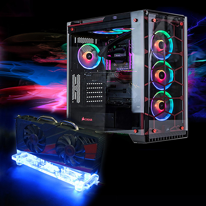 PCI- E 3.0 16X Graphics Card Vertical Kickstand With RGB LED Light For DIY ATX Case